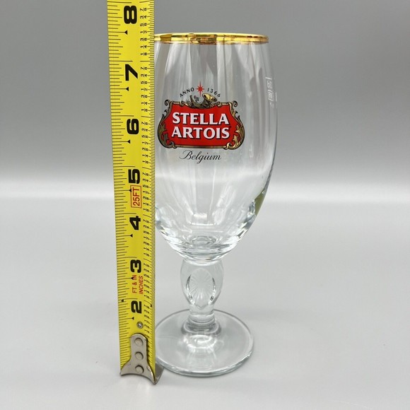 Stella Artois Chalice Beer Glasses Gold Rim 33cl Belgium Script Barware Man Cave - Picture 8 of 8
